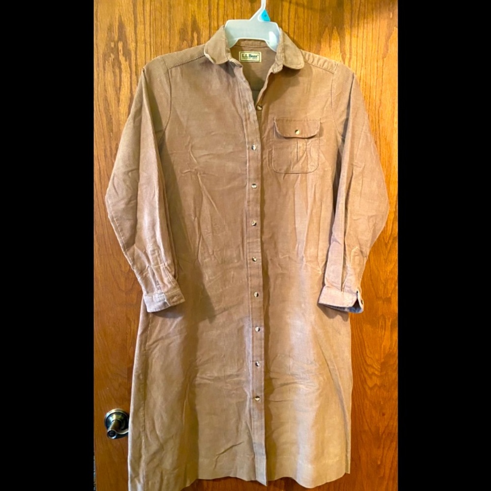 L.L. Bean Vintage Corduroy Dress Size 12 Tan